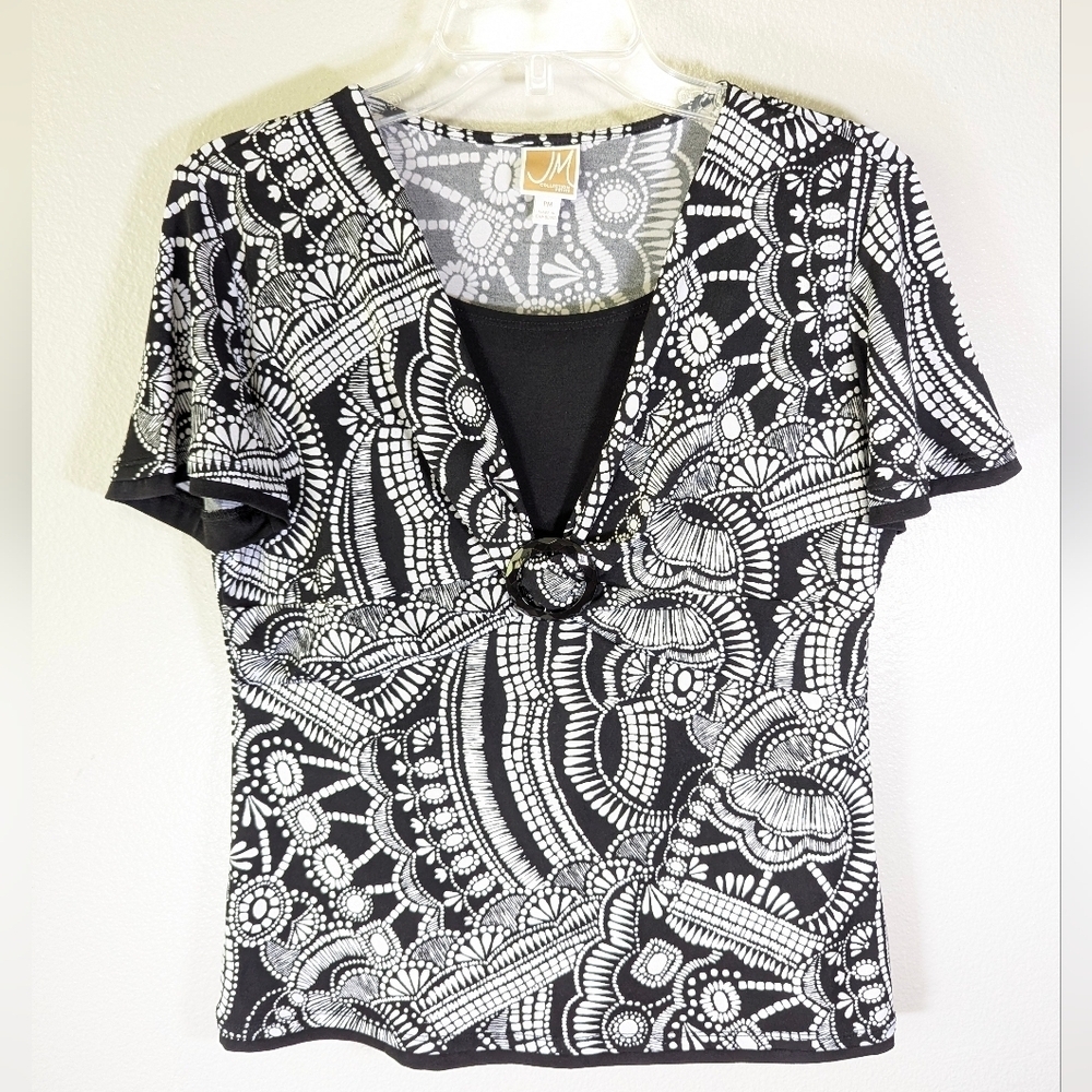 JM Collection black and white blouse size petite medium